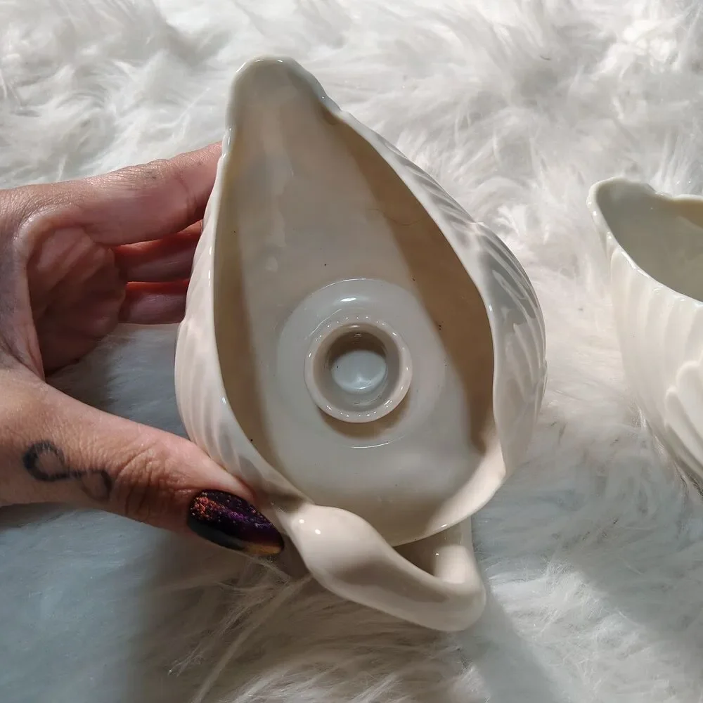 VTG Lenox Swan Candle Set Of 2 Holders 3” H X 6” L Porcelain Gold Stamp USA